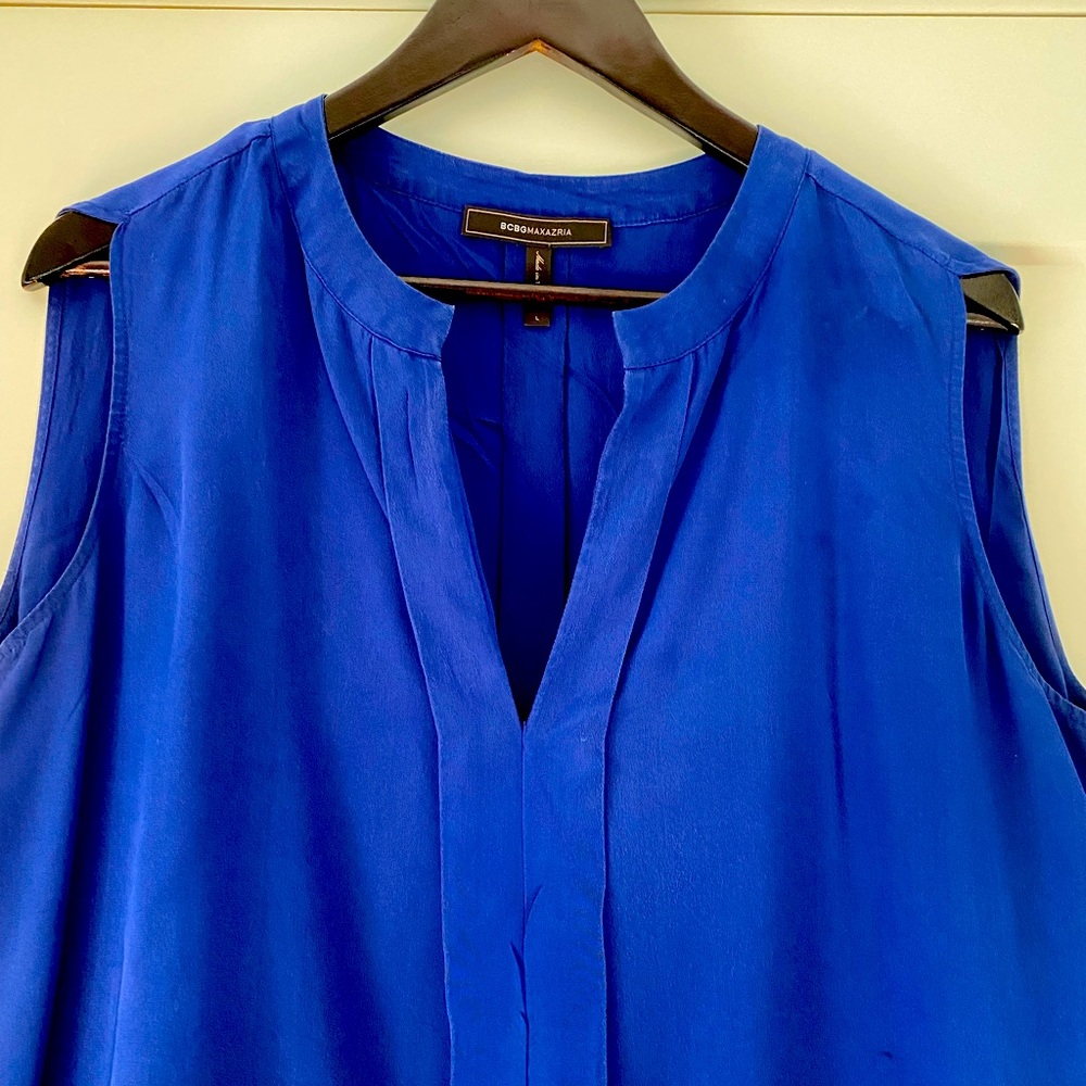 Electric Blue silk sleeveless blouse